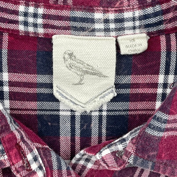 Anthropologie White Crow Size XS Plaid Crochet Back Button Front Shirt - Picture 9 of 10